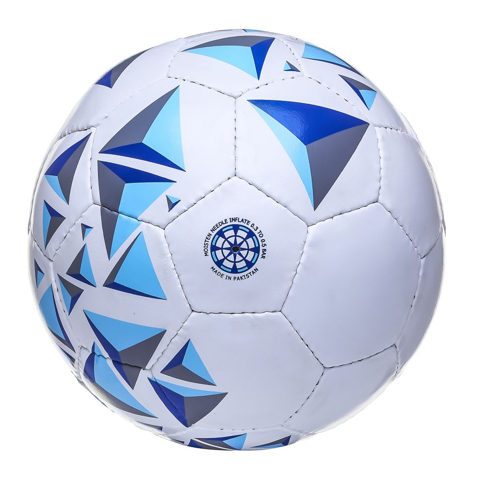 Мяч футбольный ATEMI CRYSTAL JUNIOR, PVC, бел/син/гол, р.5, 7-10лет, р/ш,  окруж