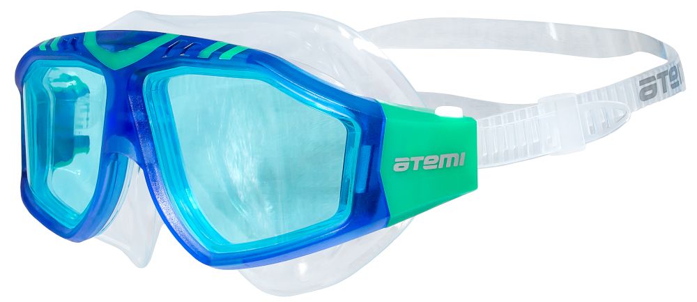Очки-полумаска для плавания Atemi, силикон (син/зелен), Z501