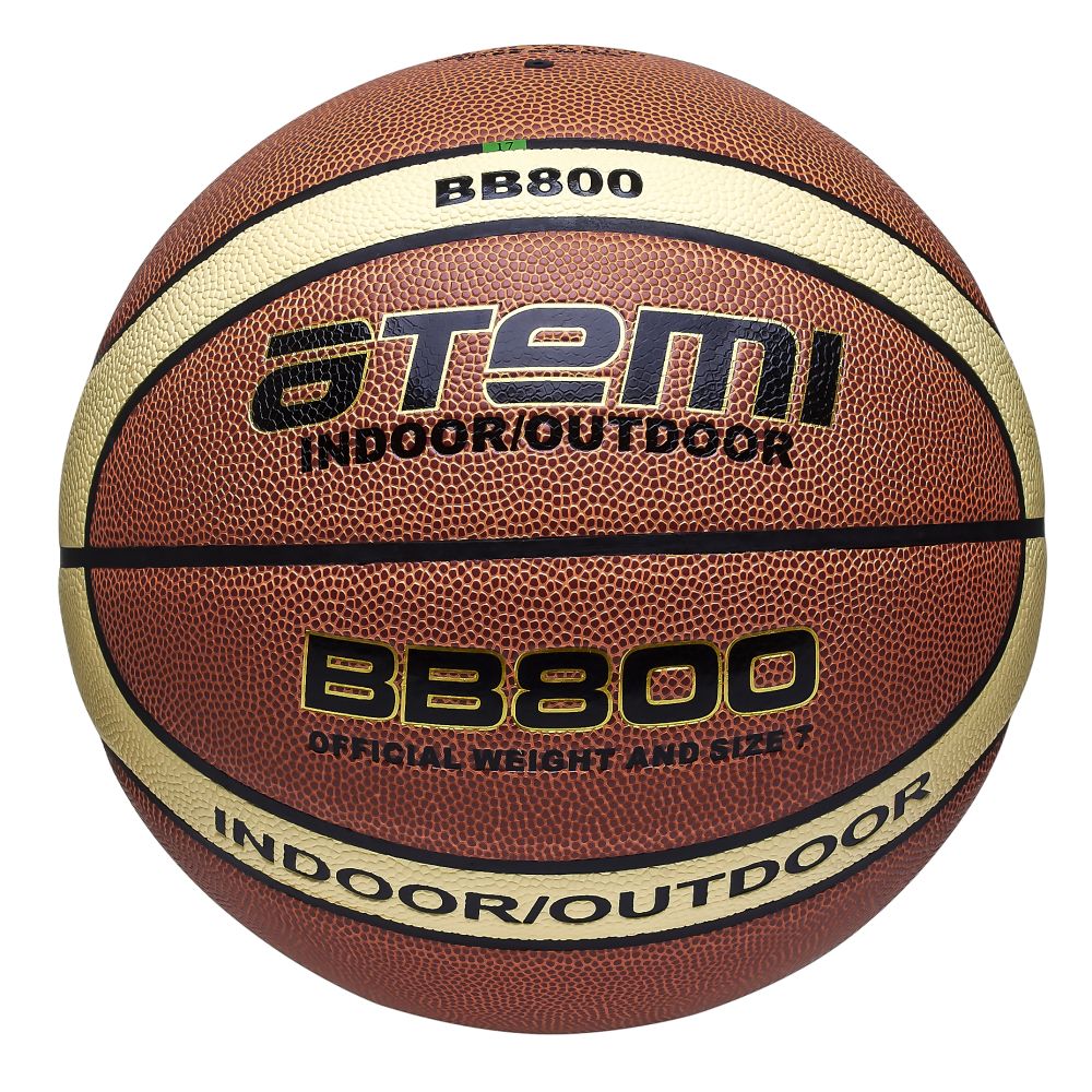 Мяч баскетбольный Atemi, р. 7, синтетическая кожа ПВХ, 12 панелей, BB800, окруж 75-78, клееный
