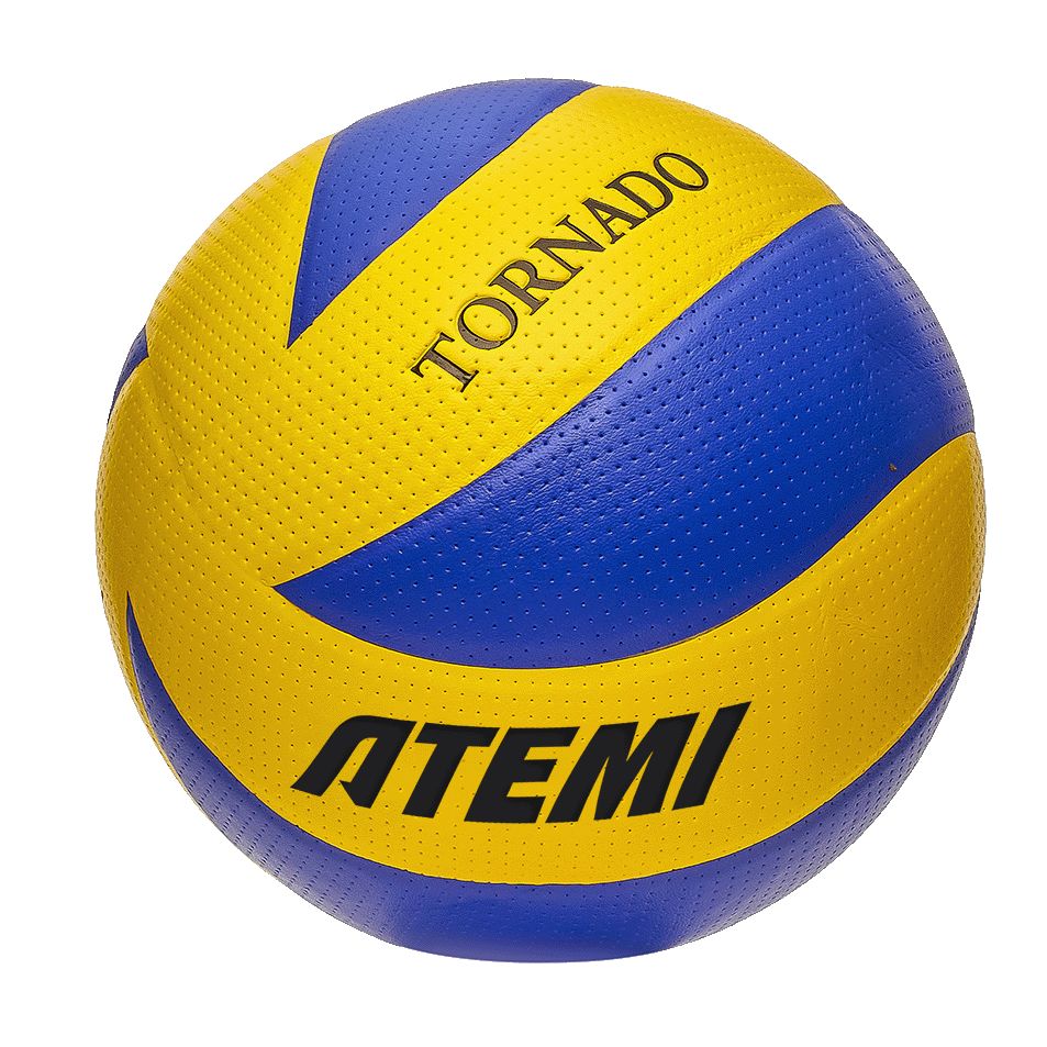 Мяч волейбольный Atemi TORNADO PU (N), синтетическая кожа PU SOFT, желт.- син, 8 п, клееный, 65-67см