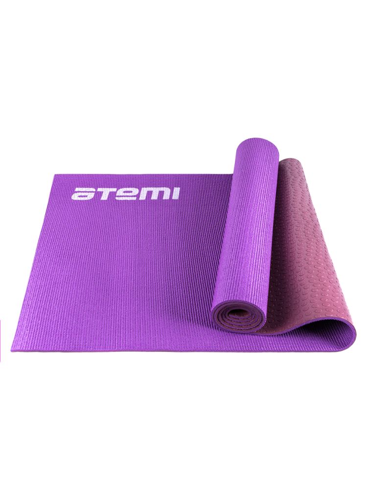Коврик для йоги и фитнеса Atemi, AYM01DB, ПВХ, 173x61x0,6 см, двусторонний, фиолетовый