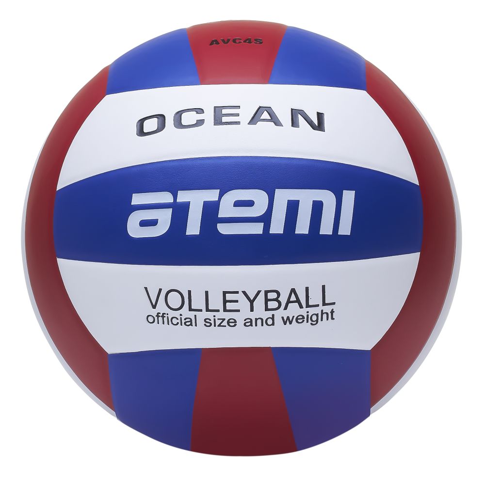 Мяч волейбольный Atemi OCEAN, синтетическая кожа PU, син-красн-бел, 18 п, клееный, окруж 65-67