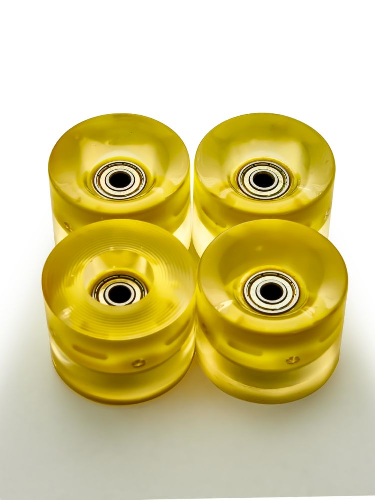 Набор колес для миниборда цвет желтый с подсветкой (подшипник ABEC-5), AW-18.01