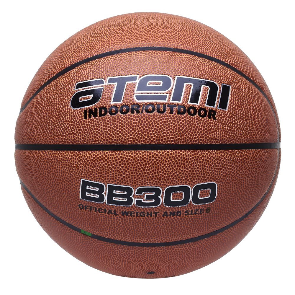 Мяч баскетбольный Atemi, р. 6, синтетическая кожа ПВХ, 8 панелей, BB300, окруж 72-74, клееный