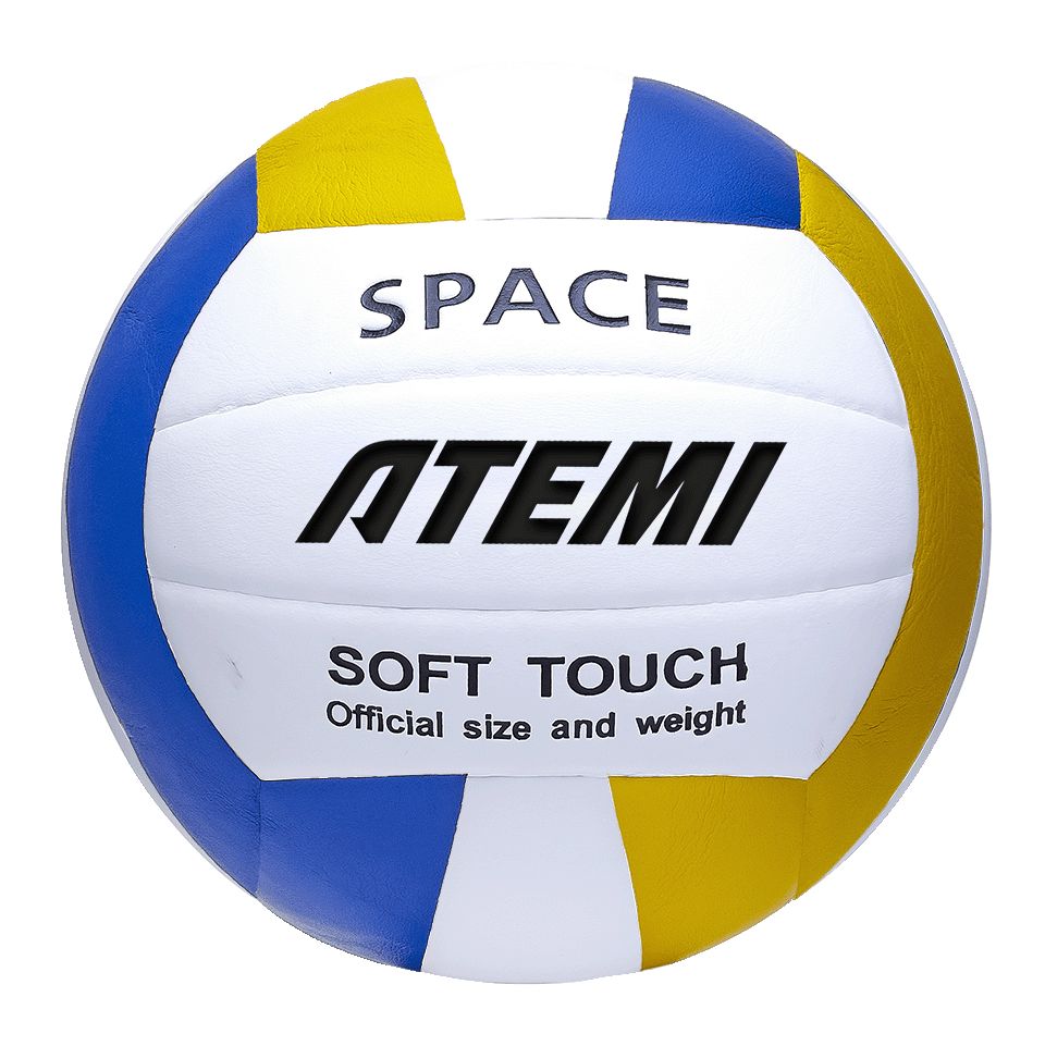 Мяч волейбольный Atemi SPACE (N), синтетическая кожа PU Soft, бел/желт/син, 18 п, клееный, 65-67см