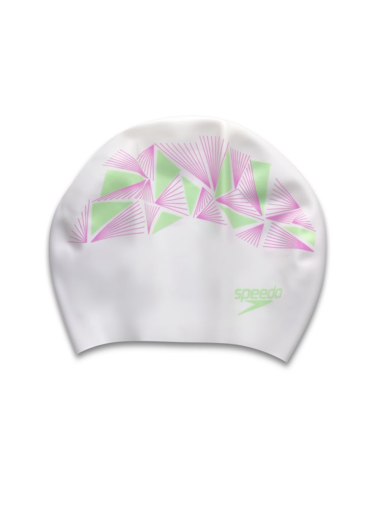 Шапочка для плавания SPEEDO LONG HAIR CAP PRINTED ((C907) бел/роз, one size)