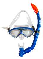Набор для плавания (маска+трубка) детский Atemi, силикон, синий металлик, 24106