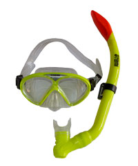 Набор для плавания (маска+трубка) детский Atemi, силикон, неон.жёлтый, 24106