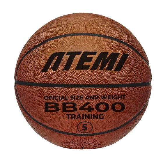 Мяч баскетбольный Atemi, р. 5, синтетическая кожа ПУ, 8 панелей, BB400N, окруж 68-71, клееный