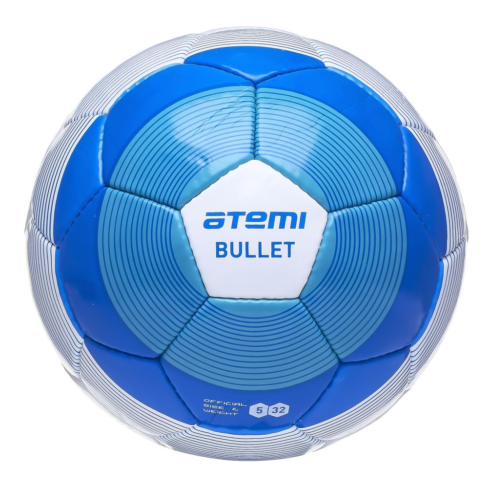 Мяч футбольный Atemi BULLET, PU, сине/бел, р.5 , р/ш, окруж 68-70