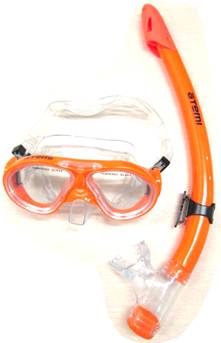 Набор для плавания (маска+трубка) детский Atemi, ПВХ, оранж, 24107