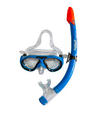 Набор для плавания (маска+трубка) детский Atemi, ПВХ, голубой, 24107